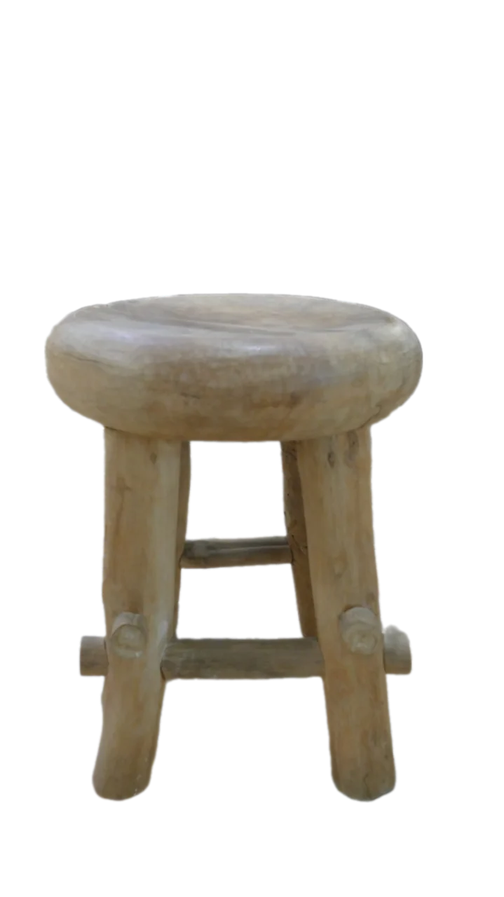  Product image 3 of the product “Round stool with 4 feets made of teak root, about 36cm diameter and 45cm height ”